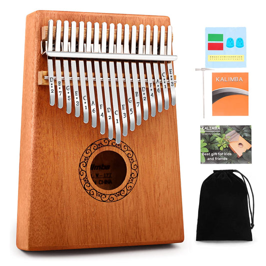 Kalimba Thumb Piano,YUNDIE Portable 17 Keys Mbira Finger Piano with Tune Hammer and Study Instruction,Musical Instruments