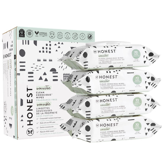 The Honest Company Clean Conscious Unscented Wipes | Over 99% Water, Compostable, Plant-Based, Baby Wipes | Hypoallergenic for Sensitive Skin, EWG Verified | Pattern Play, 288 Count - PCTechSupply.com
