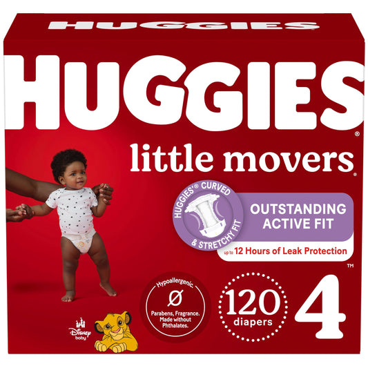 Huggies Size 4 Diapers, Little Movers Baby Diapers, Size 4 (22-37 lbs), 120 Count Drugstore by HUGGIES