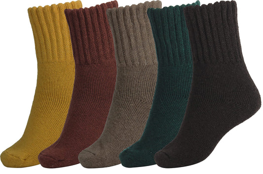 BomKinta Women Winter Solid Boots Socks Thick Warm Wool Socks Cozy Crew Socks for Women Christmas Gift, Brown Red Green