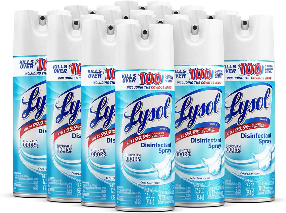 Lysol Disinfectant Spray, Sanitizing and Antibacterial Spray, For Disinfecting and Deodorizing, Crisp Linen, 12.5 Fl. Oz (Pack of 12)