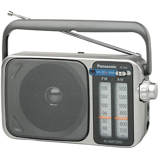 Panasonic Portable AM / FM Radio, Battery Operated Analog Radio, AC Powered, Silver (RF-2400D) Electronics by Panasonic