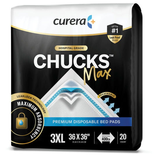 Curera CHUCKS MAX Adult Disposable Bed Pads 3XL (36 x 36"), 400 Lbs. 20 Pads, Package May Vary BISS by Curera