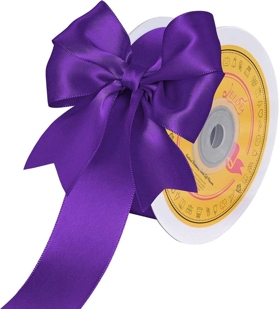 Double Face Purple Satin Ribbon 1-1/2 inch X 25 Yards Polyester Purple Ribbon for Gift Wrapping Very Suitable for Weddings Party Hair Bow Invitation Decorations and More