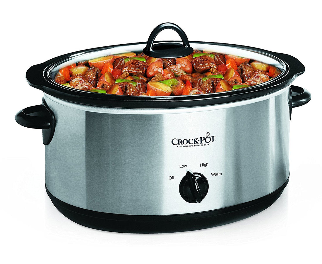 Crock-Pot 7 Quart Oval Manual Slow Cooker, Stainless Steel (SCV700-S-BR), Versatile Cookware for Large Families or