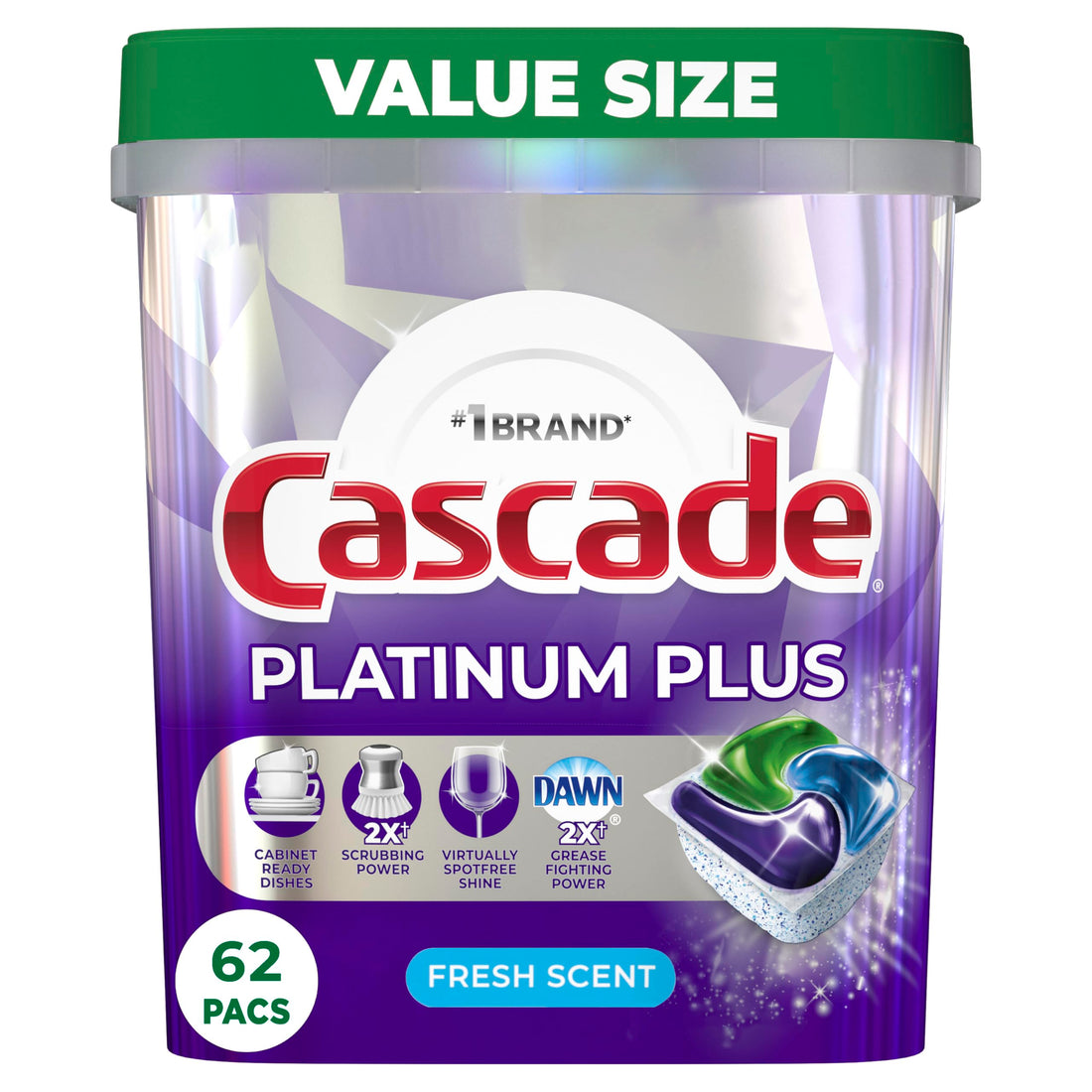 Cascade Platinum Plus Dishwasher Pods, Dishwasher Detergent, Dishwasher Soap, Dish Tabs, Dishwashing Tablets, Dish