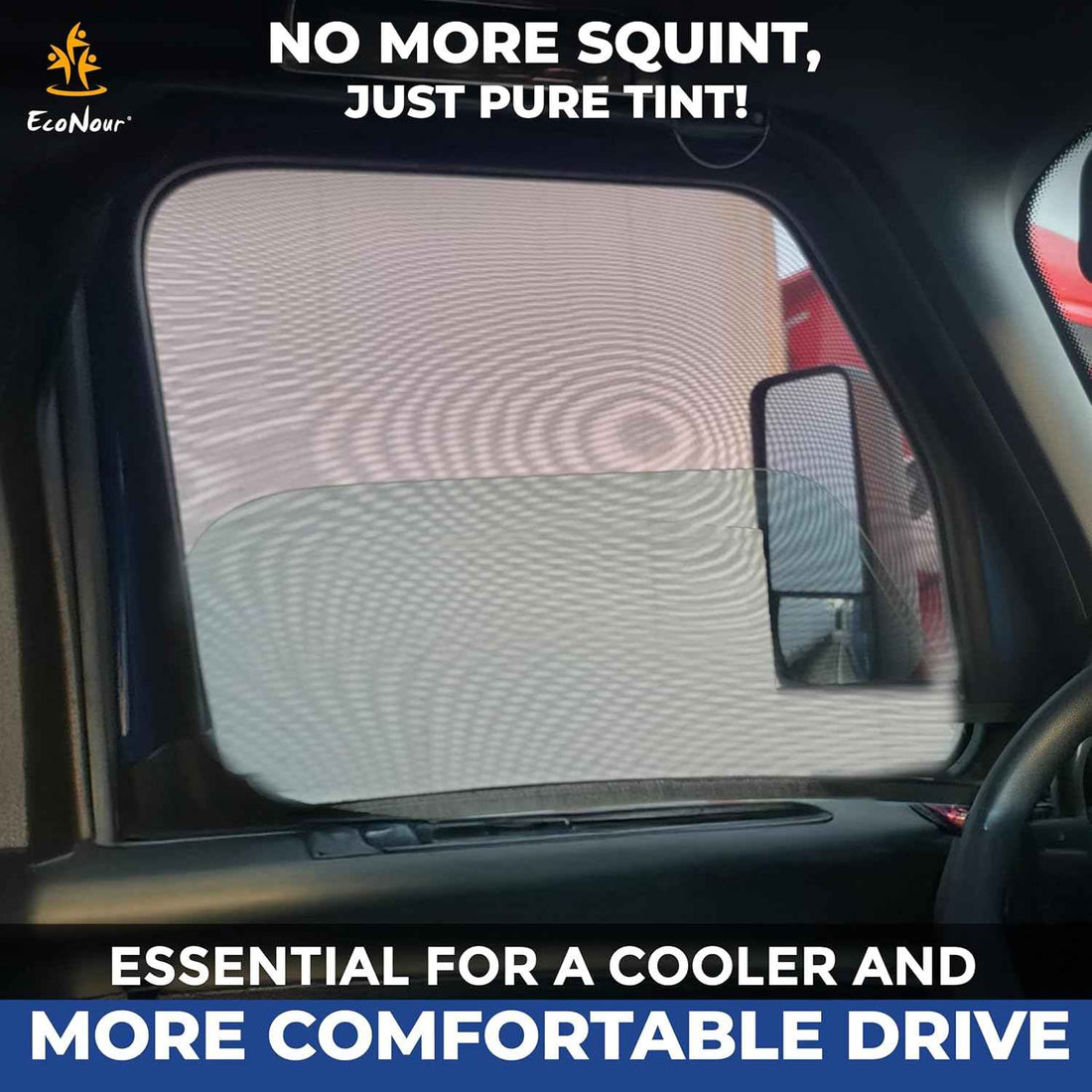 EcoNour Truck Side Window Shade (2 Pack) Mesh Sunshade for Semi Truck