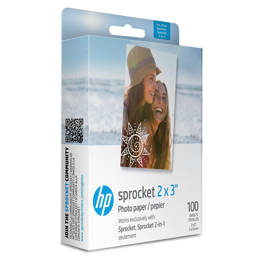 HP Sprocket 2x3" Premium Zink Sticky Back Photo Paper (100 Sheets) Compatible with HP Sprocket Photo Printers, Original Version. - PCTechSupply.com