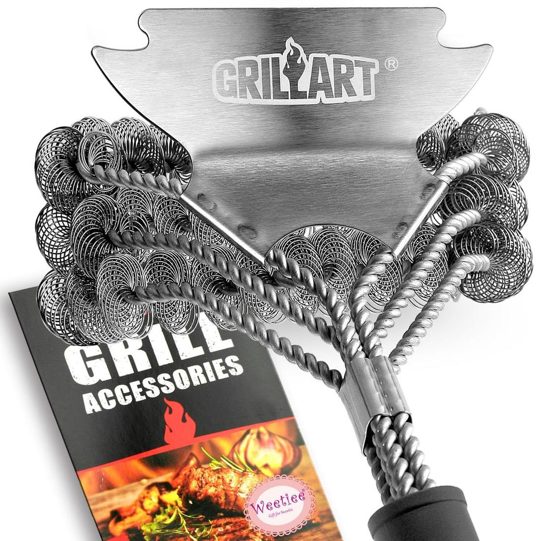 GRILLART Grill Brush and Scraper Bristle Free - Safe BBQ Brush for Grill -Stainless Grill Grate Cleaner - Safe Grill Accessories for Porcelain/Weber Gas/Charcoal Grill - Gifts for Grill Wizard/Men/Dad - PCTechSupply.com