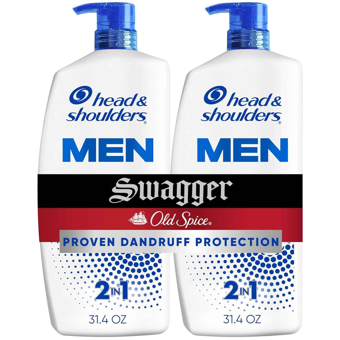 Head & Shoulders Mens 2-in-1 Shampoo and Conditioner | Old Spice Swagger | Anti-Dandruff Shampoo Value Pack for Men with 1% Pyrithione Zinc, Fights Itch & Dryness, 31.4 Fl Oz Each
