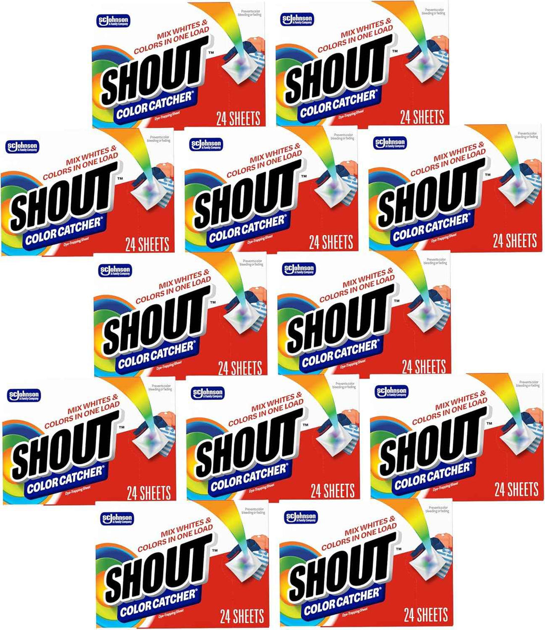 Shout Color Catcher Sheets for Laundry, Allow Mixed Washes, Prevent Color Runs and Maintain Original Clothing, 24 Count (Pack of 12)
