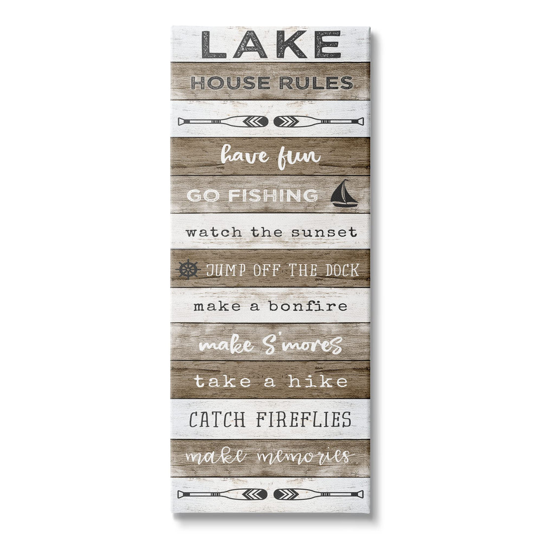 Stupell Industries Lake House Rules List Rustic Pattern Boat Oars, Designed by Natalie Carpentieri Canvas Wall Art, 13 x 30,