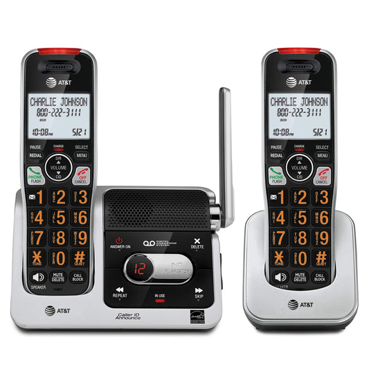 AT&T BL102-2 DECT 6.0 2-Handset Cordless Phone for Home with Answering Machine, Call Blocking, Caller ID Announcer, Audio