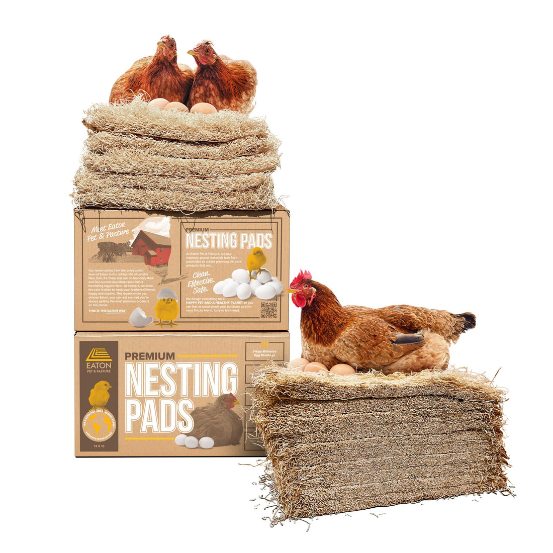 Eaton Pet and Pasture, Premium Laying Hen Nesting Pads, USA Grown & Sustainably Harvested, 13 x 13 (10 Pack) Pet Products by