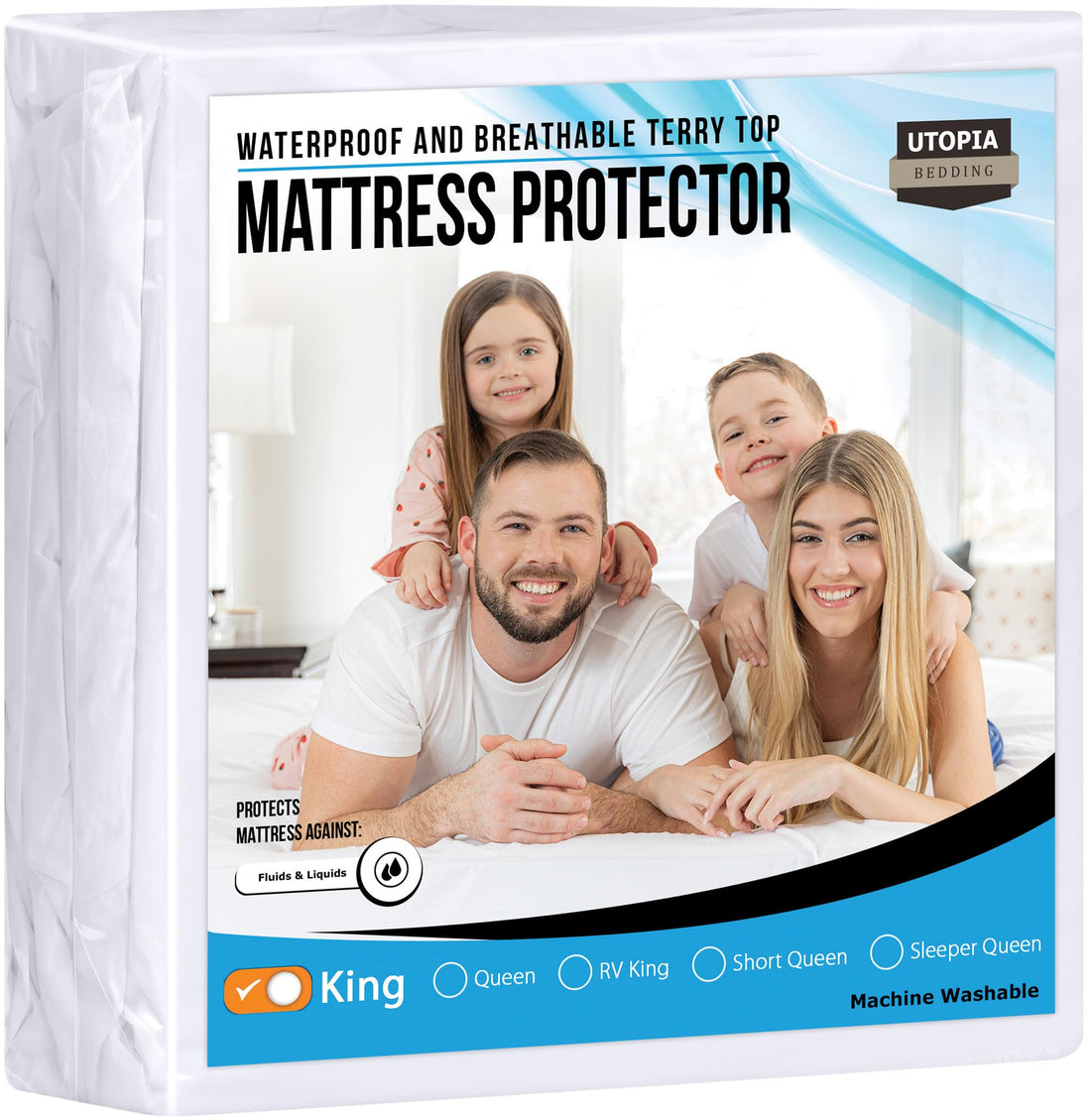 Utopia Bedding Waterproof Mattress Protector King Size, Premium Terry Mattress Cover 200 GSM, Breathable, Fitted Style with Stretchable Pockets (White) - PCTechSupply.com