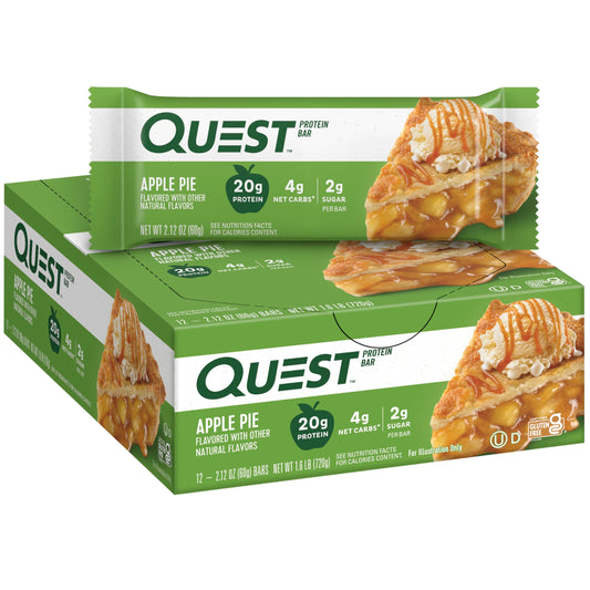 Quest Nutrition Apple Pie Protein Bar, 20g Protein, 4g Net Carbs, 2g Sugar, Gluten Free, Keto Friendly, 12 Count - PCTechSupply.com