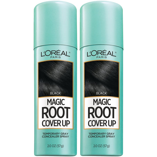 L'Oreal Paris Root Cover Up Temporary Gray Concealer Spray, Hair Color Spray with Filling & Thickening Coverage, Black, Pack of 2, Packaging May Vary - PCTechSupply.com