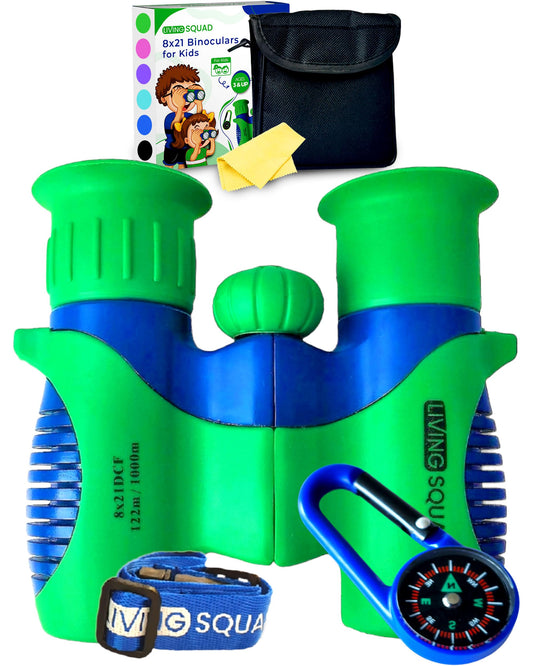Kids Binoculars 8x21- Kids Gift Aged 3-12, Shock Proof Compact Binoculars for Kids Set- Neck Strap, Compass, Carabiner, Case- High-Resolution Optics Boy & Girl Gift Toy for Bird Watching, Camping - PCTechSupply.com