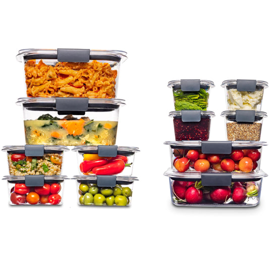 Rubbermaid Brilliance BPA-Free Airtight Food Storage Containers, 24-Piece Set, Easy for Meal Prep, Lunch & Leftovers Kitchen