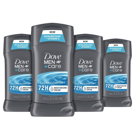 Dove Men+Care Antiperspirant Deodorant Stick Clean Comfort 4 Count 72-Hour Sweat & Odor Protection Antiperspirant for Men With 1/4 Moisturizing Cream 2.7 oz - PCTechSupply.com