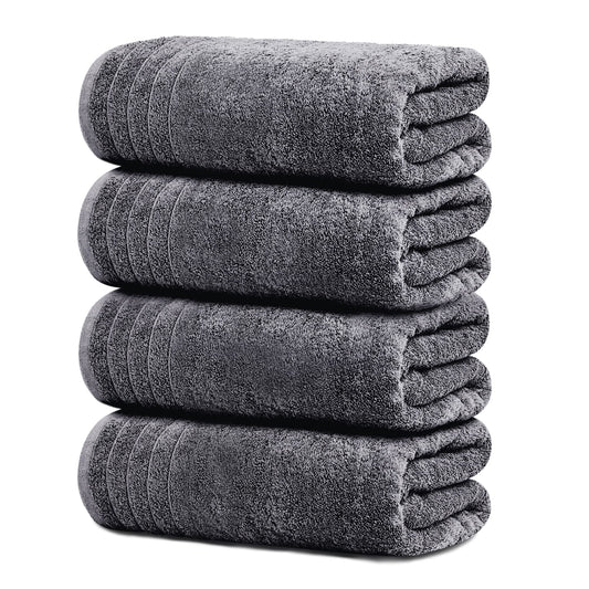 Tens Towels Pack of 4 Extra Large Bath Towels 30 x 60 Inches, 100% Cotton, Larger & Lighter, Quicker to Dry, Lighter Weight,