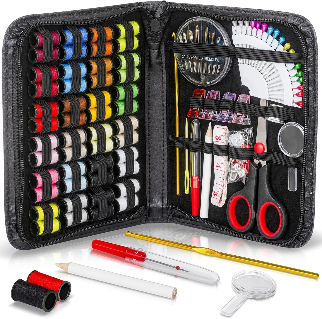 119-Piece Travel Sewing Kit for Adults & Kids, Small Needle & Thread Kit