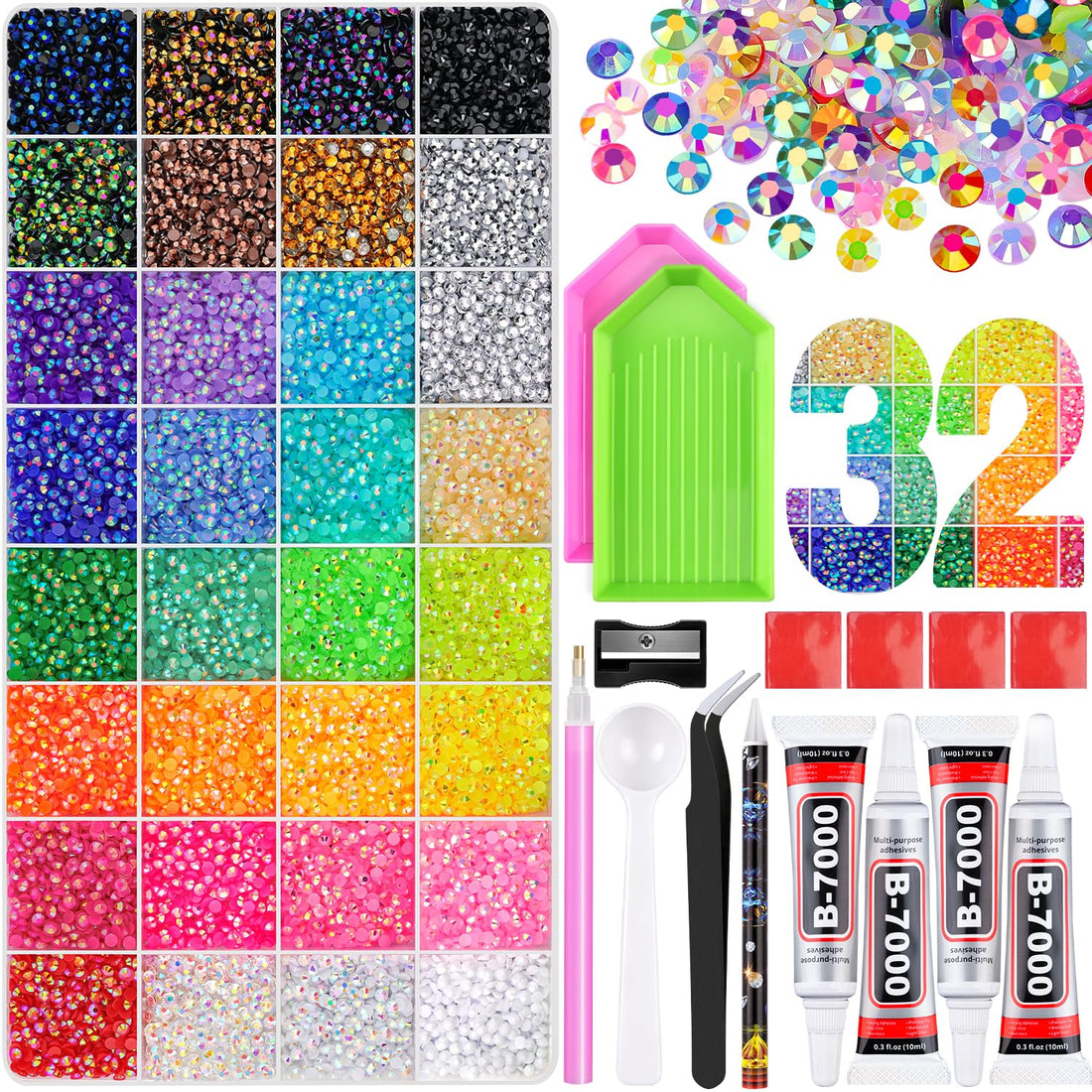 TINKRSTUFF 45000Pcs 3mm Jelly Rhinestones Bedazzling Kit