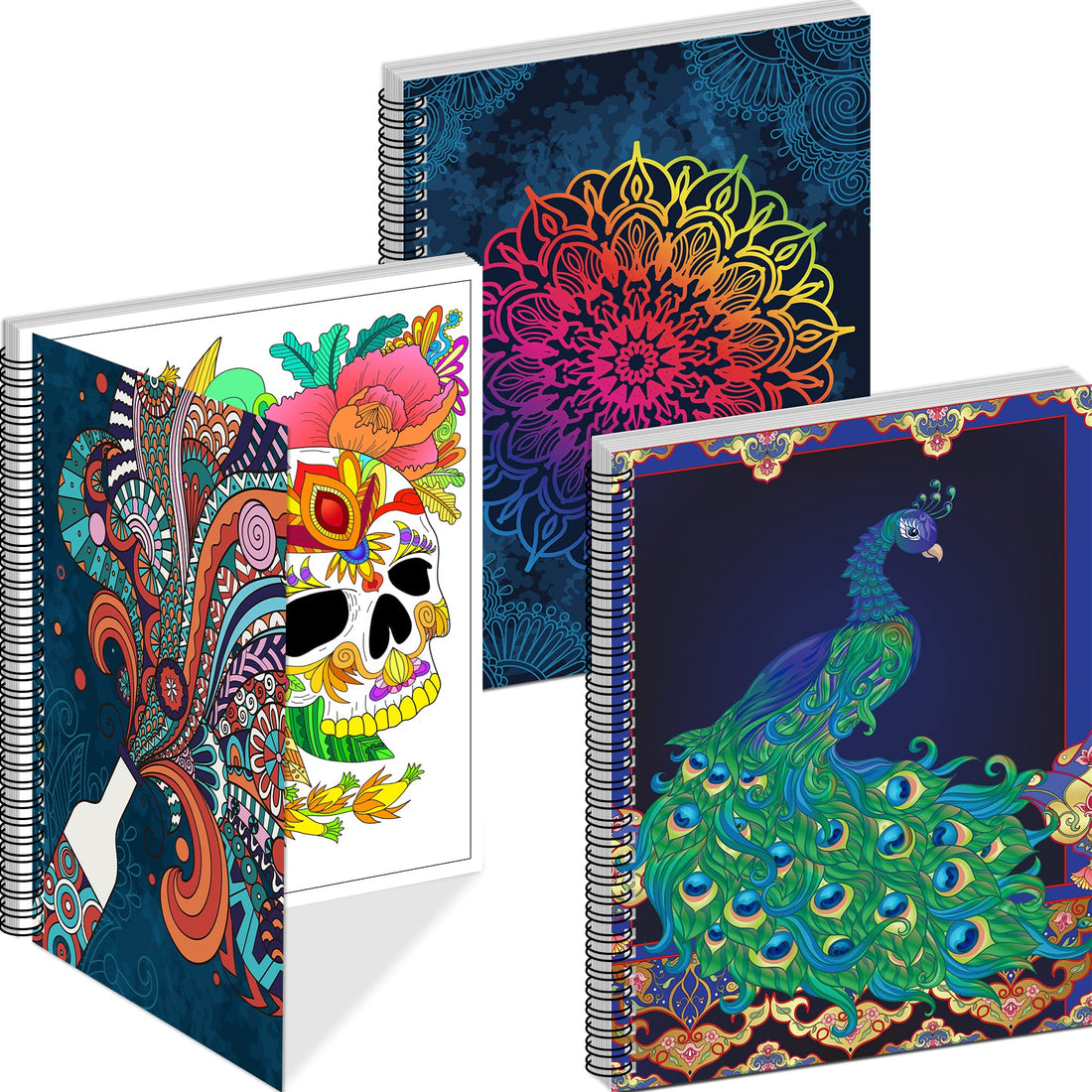 Kalysky Adult Coloring Books Set:3 Coloring Books for Adults Animal Flowers & Other Themes Designs.Coloring Books for Adults