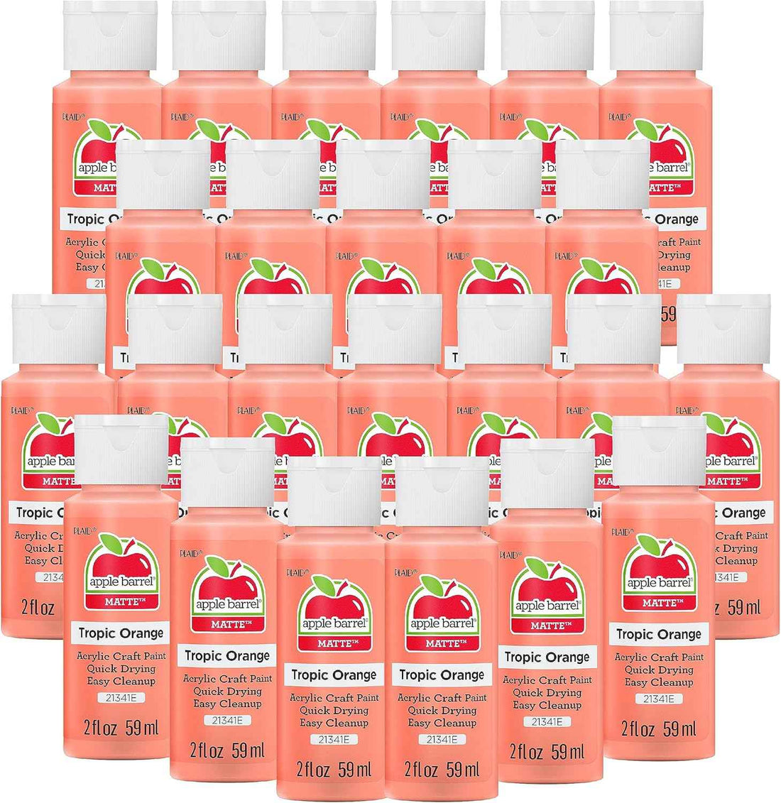 Apple Barrel Acrylic Paint in Assorted Colors (2 Ounce), E Matte Tropic Orange (Pack of 24)
