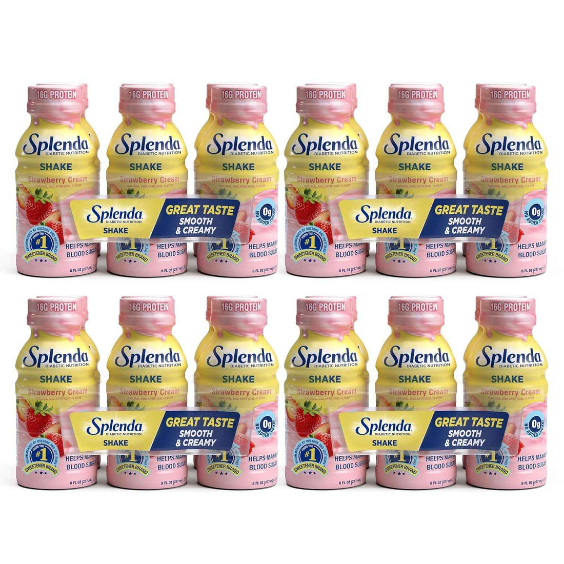 SPLENDA Diabetes Nutrition Shakes, Strawberry Cream, 8 Fl Oz (Pack of 24) | Meal Replacement Shake