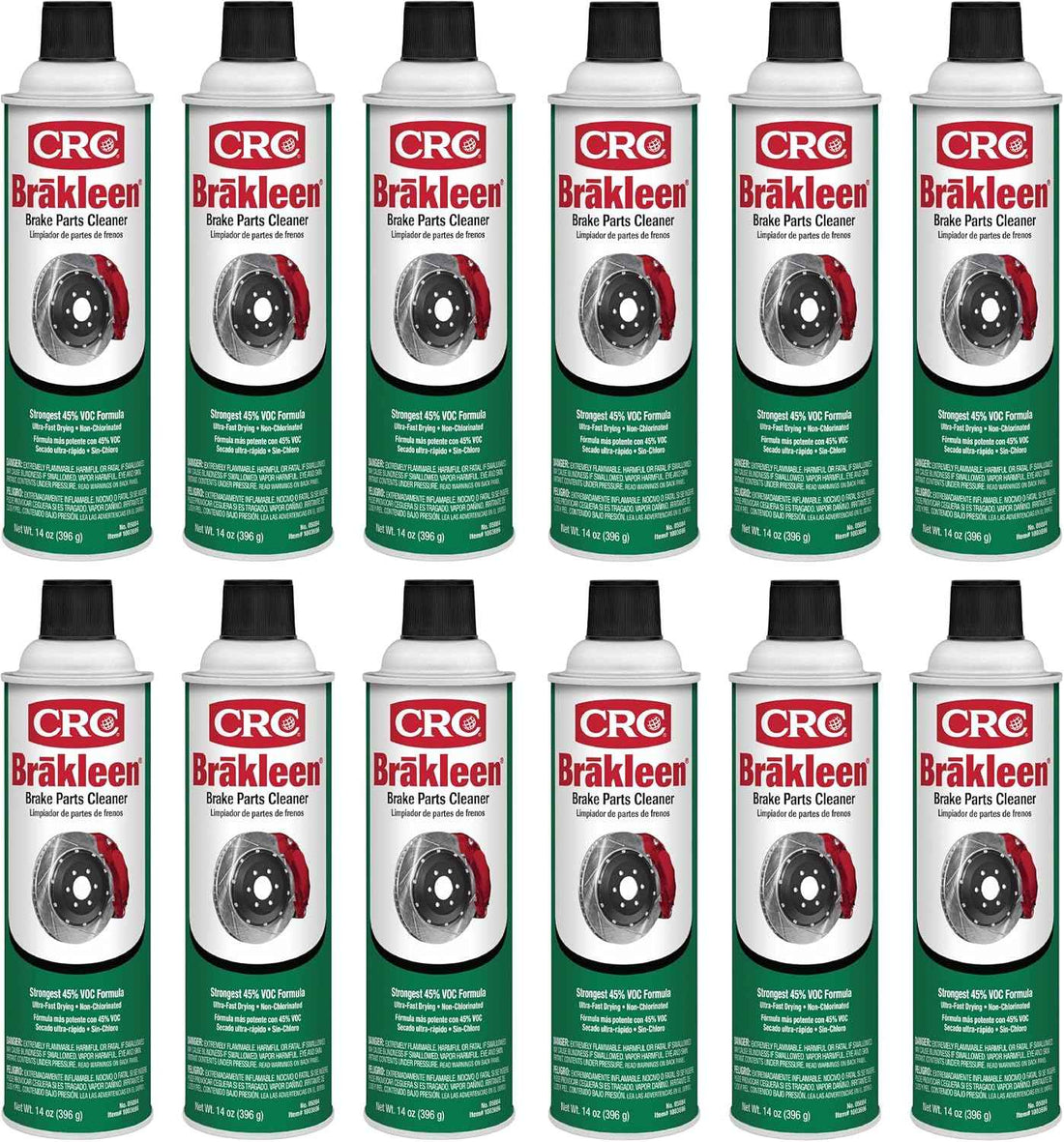 CRC Brakleen Brake Parts Cleaner Spray - Non-Chlorinated - 14 oz (12-Pack)