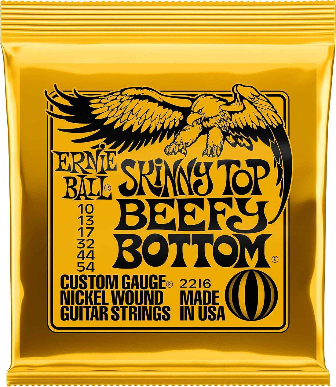 Ernie Ball Skinny Top Beefy Bottom Slinky Nickel Wound Electric Guitar Strings, 10-54 Gauge (P02216)