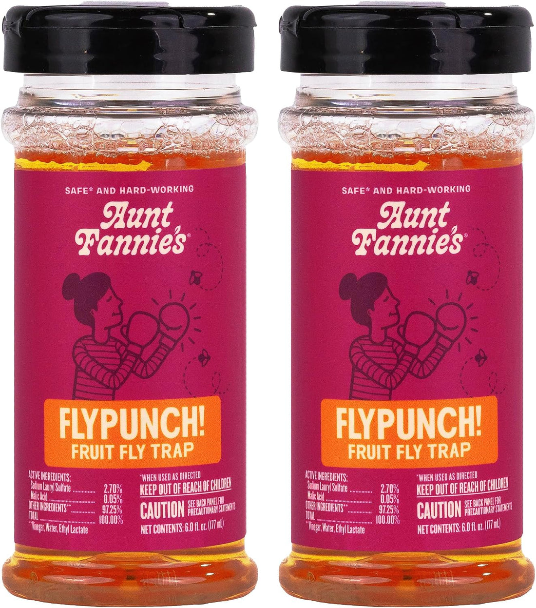 Aunt Fannie's FlyPunch Fruit Fly Trap, Indoor Kitchen Use, 6 oz, Pack of 2