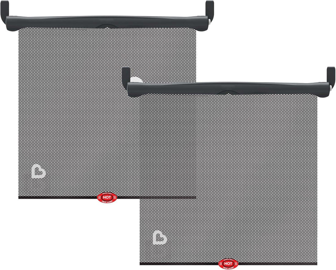 Munchkin Brica Sun Safety Car Window Shade with Heat Alert, Helps Block UVA/UVB Rays, 2 Pack, Black