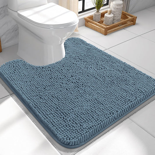 OLANLY Toilet Rugs U-Shaped 24x24, Soft Absorbent Chenille Contour Rugs