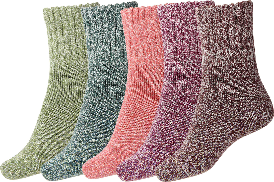 BomKinta Women Winter Solid Boots Socks Thick Warm Wool Socks Cozy Crew Socks Christmas Gift Apparel by BomKinta