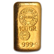 100 gram Gold Bar - Rothschild (.9999 Fine