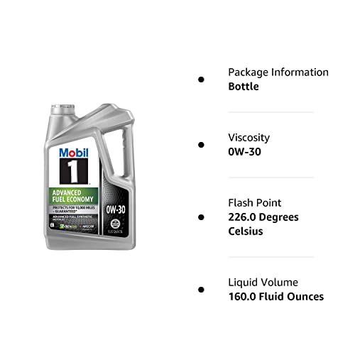 Mobil 1 Advanced Fuel Economy Full Synthetic Motor Oil 0W-30, 5 Quart