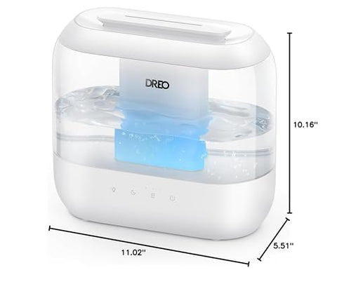 Dreo Humidifiers for Bedroom, Top Fill 4L Supersized Cool Mist Humidifier, 32H Runtime, 28 dB Quiet Ultrasonic Air Humidifier for Large Room, Plants, Baby Nursery, Indoor, Night Light, Easy to Clean