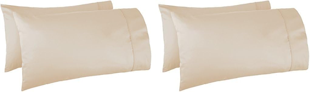 Amazon Basics 400 Thread Count Cotton Pillow Case, King, Set of 2, Beige, 40" L x 20" W, Pillows Not Included (Pack of 2)