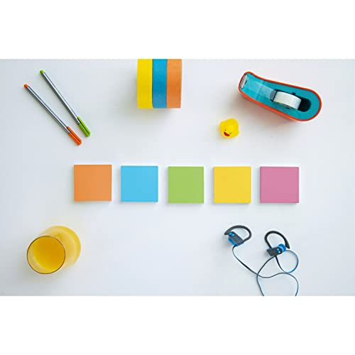 Post-it Super Sticky Notes, 3x3 in, 6 Pads, 2x the Sticking Power, Energy Boost Collection, Bright Colors (Orange, Pink, Blue, Green,Yellow),Recyclable (654-6SSAU)