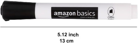 Amazon Basics Lowe-Odor Dry Erase Whiteboard Markers, Chisel Tip, Quick-Dry, Black, 12-Pack
