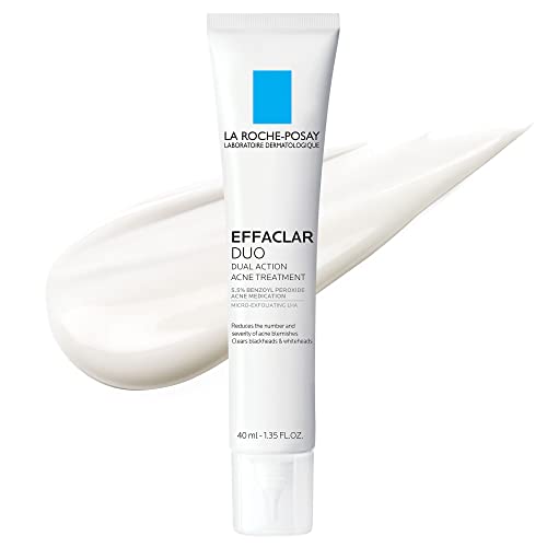 La Roche-Posay Effaclar Duo Dual Action Acne Spot Treatment Cream with Benzoyl Peroxide Acne Treatment, Blemish Cream for Acne and Blackheads, Safe For Sensitive Skin, 1.35 Fl Oz (Pack of 1)