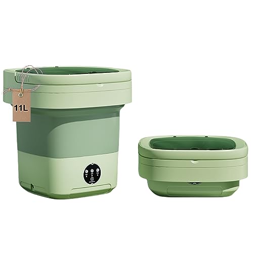 Portable washing machine,Mini Washer,11L upgraded large capacity foldable Washer.Deep cleaning of underwear, baby clothes and other small clothes.Suitable for apartments, dormitories, hotels.(Green)