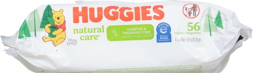 Baby Wipes, Huggies Natural Care Sensitive Baby Diaper Wipes, Unscented, Hypoallergenic, 1 Flip-Top Packs (56 Wipes Total)