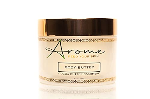 Arome Body Butter (8oz) - Cocoa Butter Cashmere - Anti Aging, Treat Dry Skin, Improves Elasticity - Body Moisturizer - Hand Whipped Body Butter for Women and Men - Pack of 1