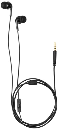 Amazon Basics In Ear Wired Headphones, Earbuds with Microphone No Wireless Technology, Black