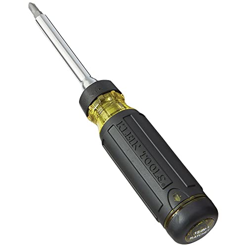 Klein Tools 32305 Multi-bit Ratcheting Screwdriver, 15-in-1 Tool with Phillips, Slotted, Square, Torx and Combo Bits and 1/4-Inch Nut Driver