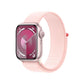 Apple Watch Series 9 [GPS 41mm] Smartwatch with Pink Aluminum Case with Light Pink Sport Loop One Size. Fitness Tracker, ECG Apps, Always-On Retina Display, Carbon Neutral