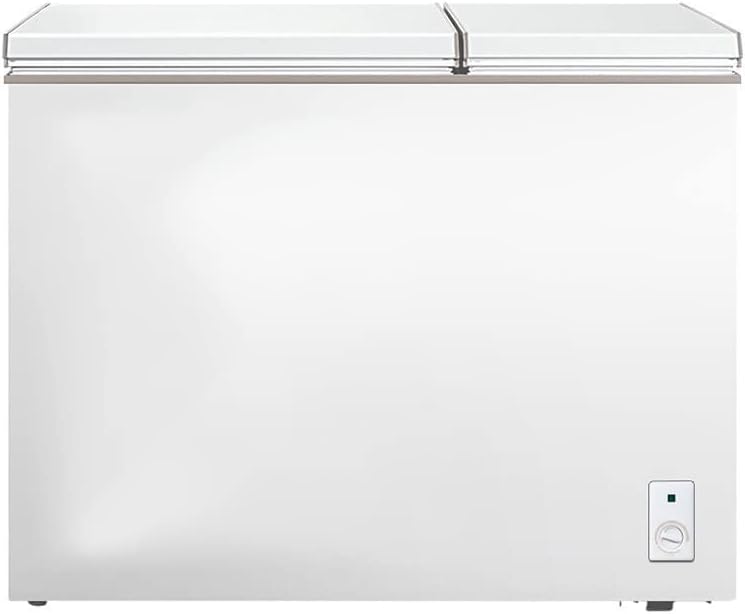 Chest Freezer 7.7 Cu.ft Double Door Deep Freezers with Removable Baskets,with 7 Temperature Settings, Perfect for Homes, Garages, Basements, RVs, White